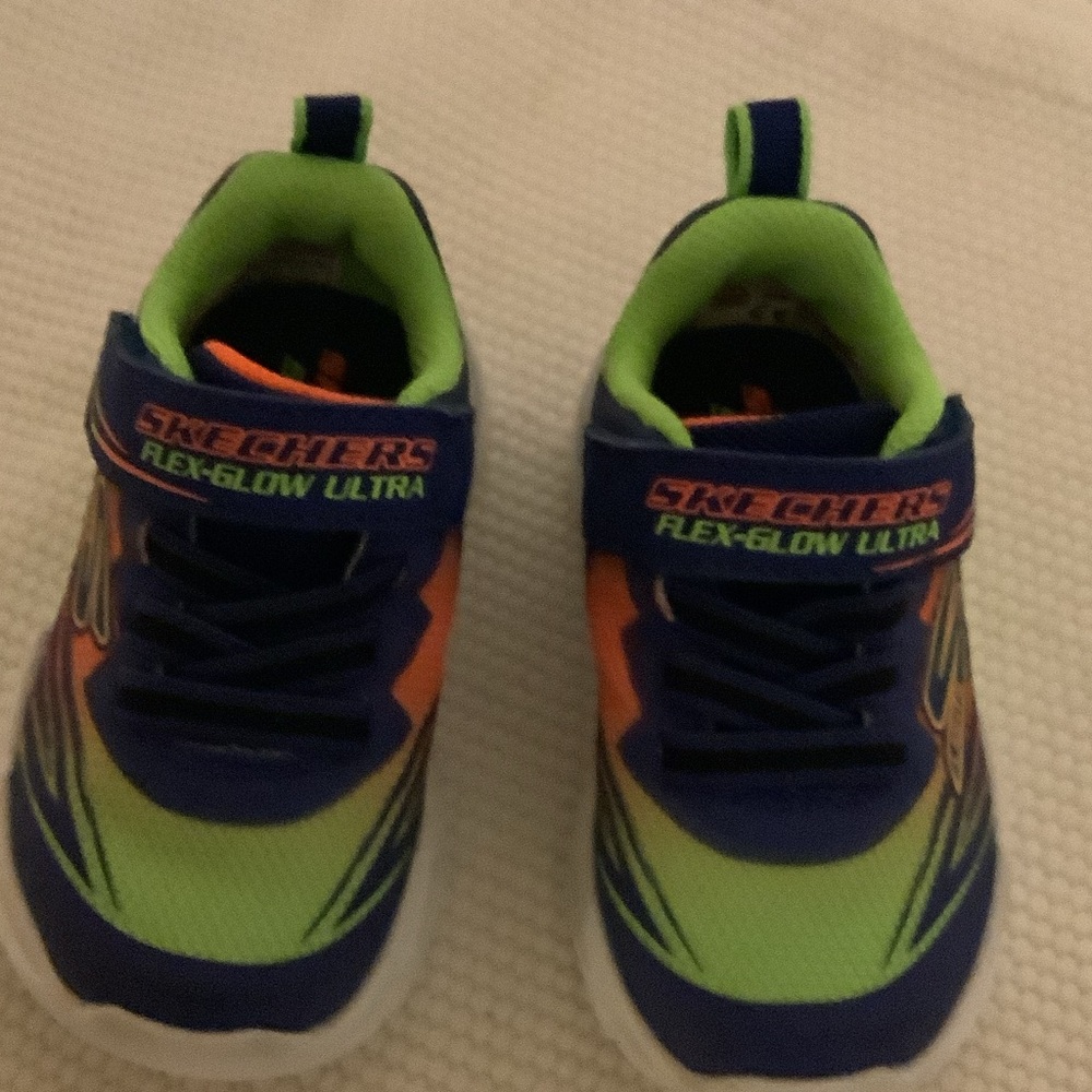 Skechers Kids Flex-Glow Ultra Blue and Green Sneakers